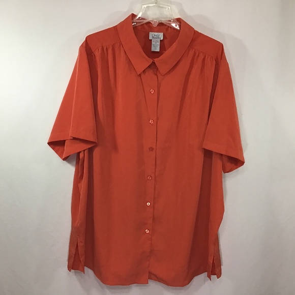 Only Necessities Button Down Orange Blouse - Picture 1 of 6